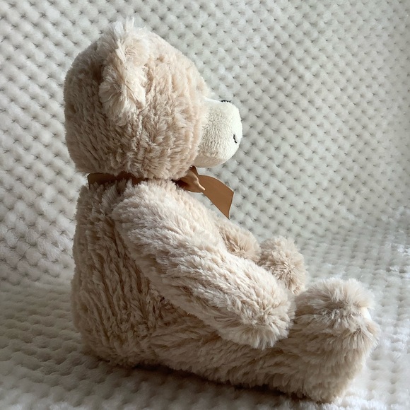GANZ Ripley Beige Plush Bear H14710 Stuffed Animal Toy w Tan Bow - Picture 5 of 14